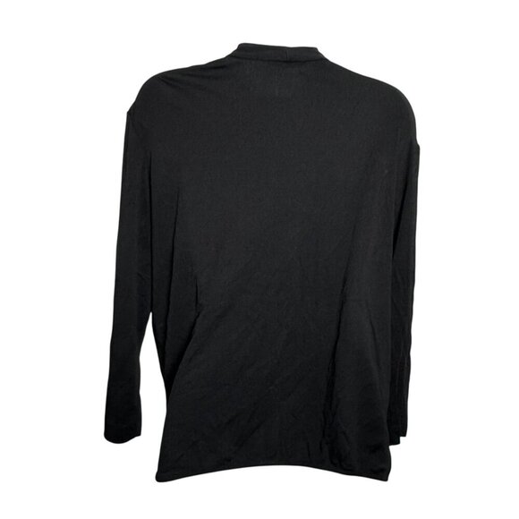 M.M. LaFleur Deneuve 3.0 Blouse mock wrap top 3/4 Sleeve Crepe Black Size XL - Picture 3 of 6